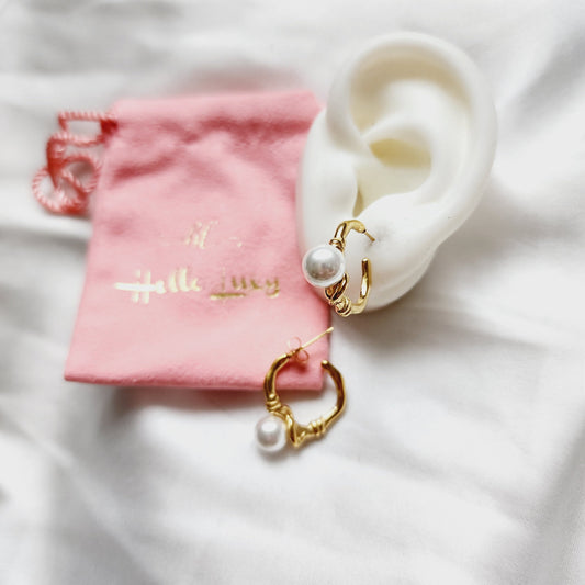 pearl earrings for women, pearl earrings and ring, gold pearl earrings, gold pearl earrings for bride, gold pearl ring, golden pearl rings for women, Abstract golden pearl earrings, Ear bone clip, gold ear bone clip, gold ear hole earrings, Water resistant gold hoops, tarnish free gold open hoops, Lightweight Chunky Open Hoops