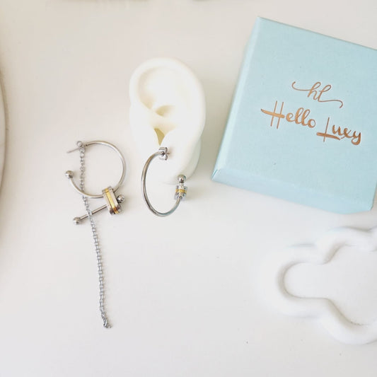 Assymetrical earrings, customize earrings,Two tone Geometric Earrings, two tone hoops, two tone earrings, two tones Water Resistant Earrings, 18k Gold Plated, Vintage Earrings, everyday earrings, lightweight earrings, Hypoallergenic Earrings, Waterproof Earrings, water resistance jewelry, Vintage Earrings, Bold Earrings, Water Resistant Earrings, Tarnish Free Earrings, Vintage Style, Vintage Earrings, tarnish free jewelry, hypoallergenic jewelry, Gift For Her, Fashion Gift for Her, Doctor Gift for Christmas