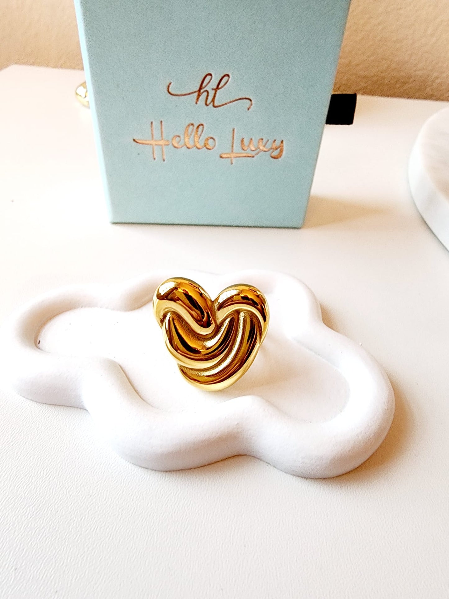 Bold Heart Ring, Chunky Heart Adjustable ring, Heart Gold Color Irregular Ring Fashion Hollow Rings For Women Man Minimalism, Water Resistant Jewelry, Knot Gold ring, Knot bold ring, Fashion Gold Color Irregular Ring Fashion Hollow Rings For Women Man Minimalism