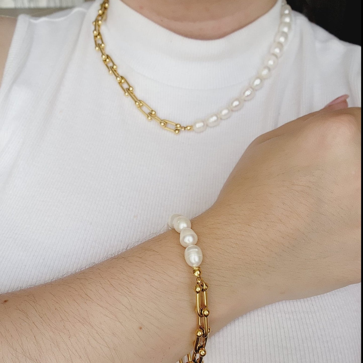 Pearl Necklace, baroque pearl necklace, herringbone necklace, Water Resistant Necklace, Water Resistant Jewelry, Water Resistant jewelry, versatile necklace, Pearl jewelry set, real pearl necklace, pearl necklace meaning, freshwater pearl necklace, pearl necklace set, pearls necklace amazon, fresh water pearls necklace, real pearls necklace, 18k gold plated bold jewelry set, baroque pearls necklace, pearls gold necklace, pearls baroque necklace, Summer Jewelry, tropical glamour