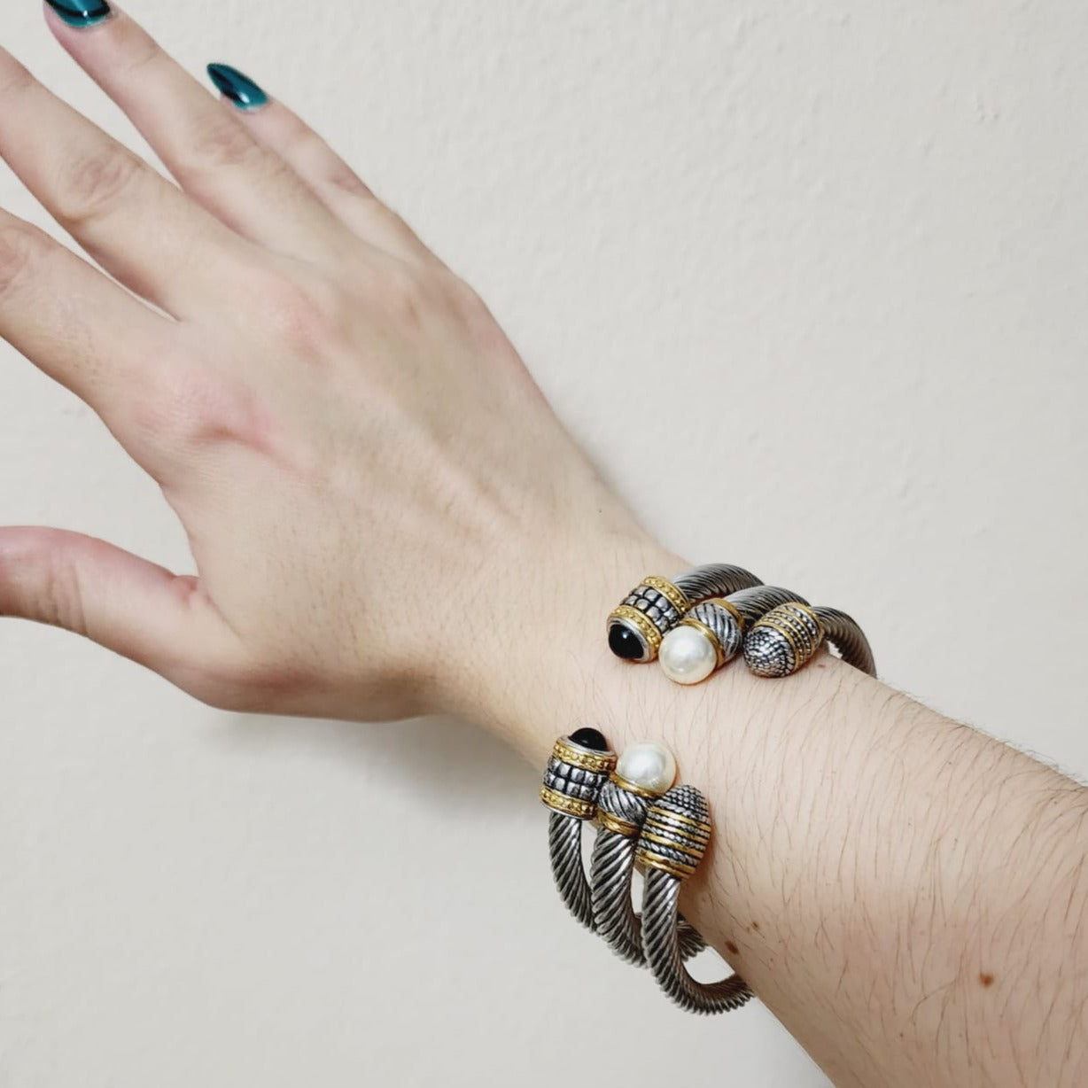 Two Tone Bracelets, Vintage two tone bracelets, Two tone Bangles, Solid Gold Bangles, Solid Silver Bangle, Textured bangles, classy two tone bangles, 18k waterproof bangles, 18k gold waterproof bangles, long lasting bracelets, long lasting vintage jewelry, christmas gift for her, timeless bracelets, timeless waterproof