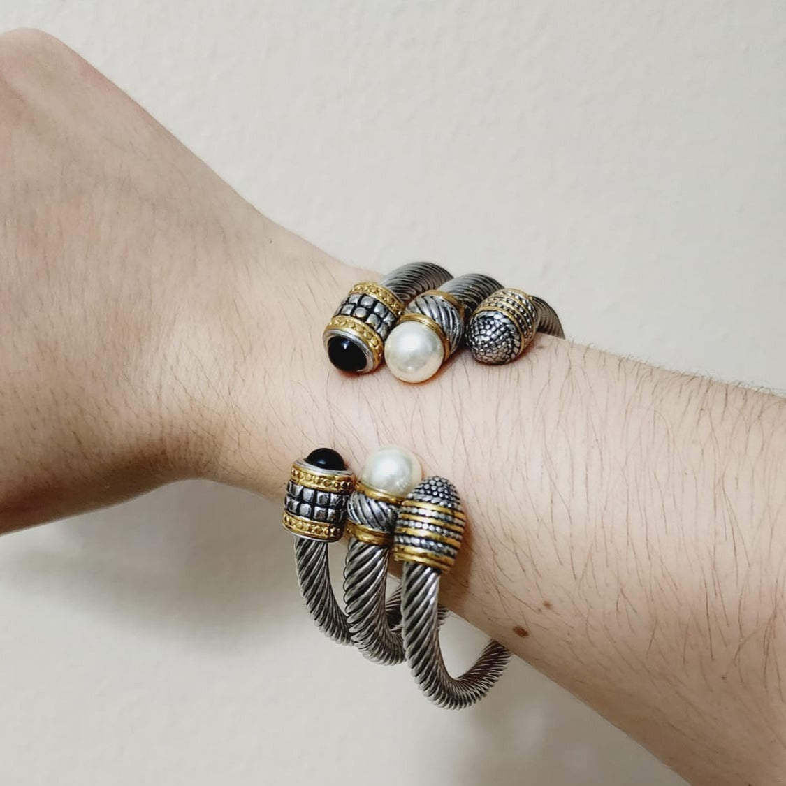 Two Tone Bracelets, Vintage two tone bracelets, Two tone Bangles, Solid Gold Bangles, Solid Silver Bangle, Textured bangles, classy two tone bangles, 18k waterproof bangles, 18k gold waterproof bangles, long lasting bracelets, long lasting vintage jewelry, christmas gift for her, timeless bracelets, timeless waterproof