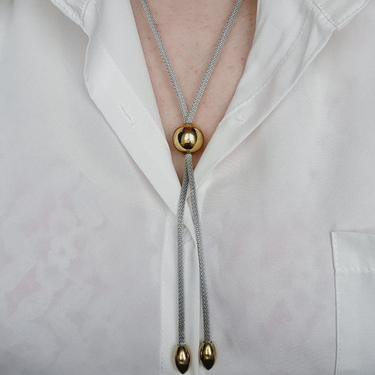 Adjustable Double tone mesh chain, two tone lariat, Edgy Double tone Necklace, Two Tone Waterproof Necklace, Two Tone Cuban Necklace, Two tone cuban chain, Lock Silver Chain, Lock Pendant and Necklace, Dior Dupe Necklace, Water Resistant Necklace, Water Resistant Jewelry, Vintage two tone Necklace, Double tone Vintage Necklace, Water Resistant, water resistance jewelry, Bold Jewelry Gift, Bold Jewelry, Vintage Bold Necklace