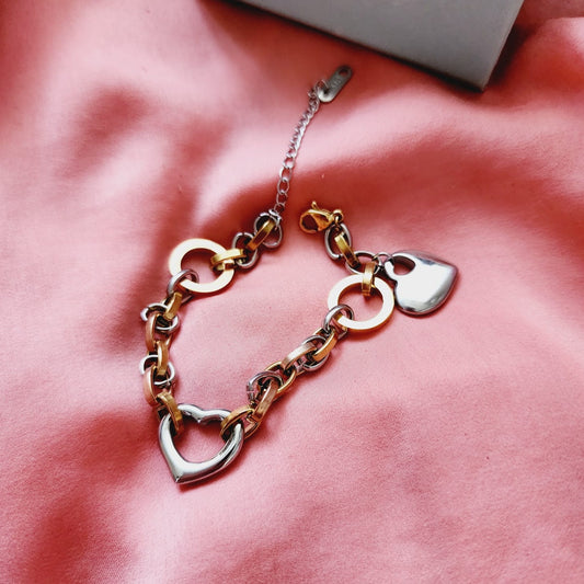 heart three tone bracelet, heart double tone bracelet, Double tone religious bracelet, Religious bracelet, Vintage bracelet, double tone jewelry, Water resistance Bracelet, Mesh silver bracelet, Vintage Jewelry, Cuban Bracelet, Vintage Bracelet, Paper Link Bracelet, Minimalist Jewelry, Minimalist Gift for her, religious gift, waterproof bracelet, Water resistant bracelet, Minimalist Gift