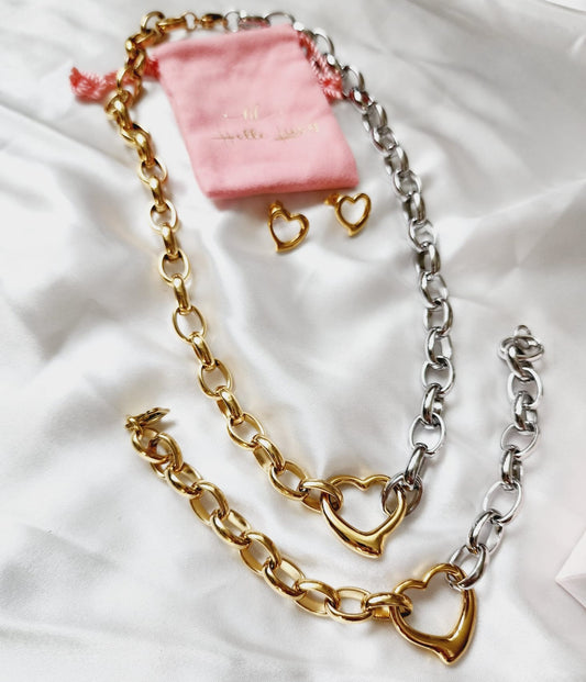 Heart Necklace, Silver Heart Necklaces and earrings, Silver heart Jewelry, Self love jewelry, self love necklace, bold heart earrings, bold heart necklace, Link Bold Necklace, Gold Filled Jewelry, Gold Filled Necklace, Fine Jewelry, silver link bold necklace, Luxury sparkle silver necklace, elegant link necklace, elegant silver link necklace, gift for women, jewelry necklace for women, diamond pendant necklace, christmas gift for women