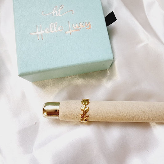 Bold leaves Ring, gold leaves Ring, Chunky leaves ring, vintage leaves bold ring, Adjustable Gold ring, dainty leaves ring, Delicate and simple ring, chunky star ring, green gold ring, waterproof ring, hypoallergenic ring, untarnish ring, anti tarnish ring, anillo de estrellas, Water Resistant Jewelry