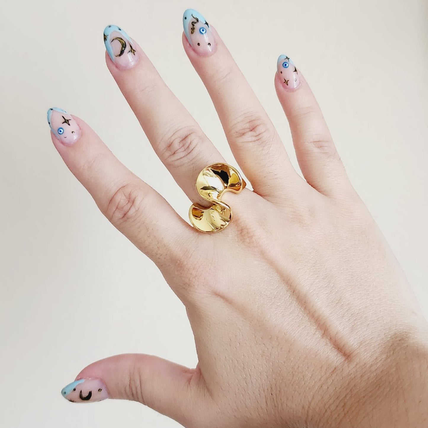 Geometric Bold Ring, Tissue Flower ring, Fan ring, Wavy bold ring, Silver and Gold ring, geometric gold ring, Adjustable bold ring, Adjustable Gold ring Delicate and simple ring, chunky star ring, green gold ring, waterproof ring, hypoallergenic ring, untarnish ring, anti tarnish ring, anillo de estrellas, Water Resistant Jewelry