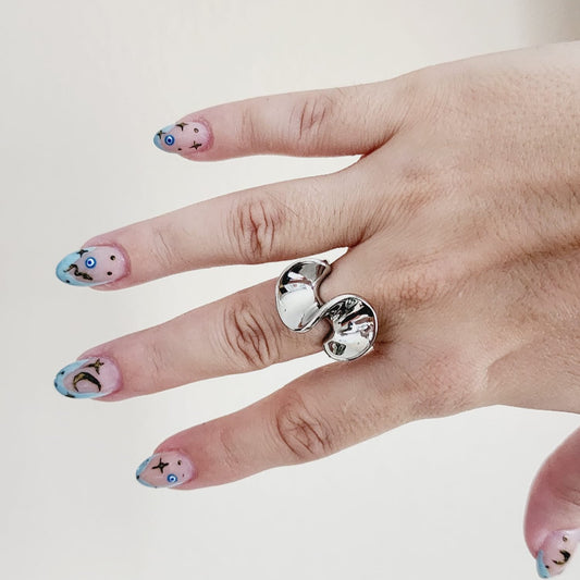 Geometric Bold Ring, Tissue Flower ring, Fan ring, Wavy bold ring, Silver and Gold ring, geometric gold ring, Adjustable bold ring, Adjustable Gold ring Delicate and simple ring, chunky star ring, green gold ring, waterproof ring, hypoallergenic ring, untarnish ring, anti tarnish ring, anillo de estrellas, Water Resistant Jewelry