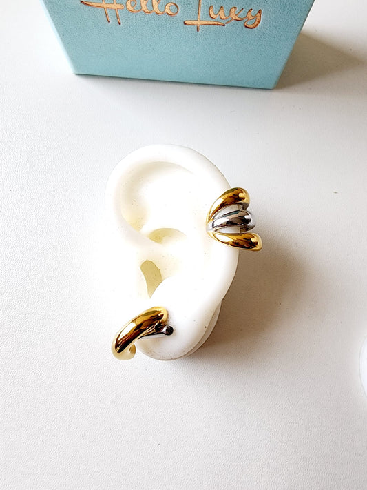 Silver and gold earcuff, two tone earcuff, bold two tone earcuff, bold earcuff