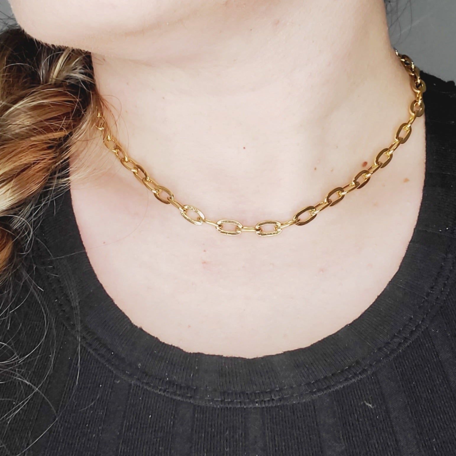 Best Gold Choker Chain Necklace for Women | Bold Vintage Gold Dainty Cuban Choker Necklace | Best Gold Jewelry Gift | Best Aesthetic Yellow Gold Chain