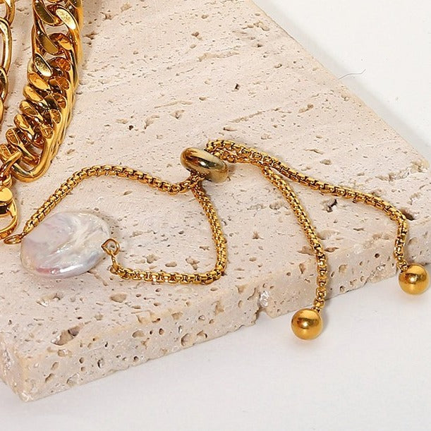 Water Resistant Bracelet, Water Resistant Jewelry, Tarnish Free Bracelet, Anti Tarnish Bracelet, Tarnish Free Jewelry, Pearl Bracelet, Mother Pearl Bracelet, Nacar Bracelet, Boho Chic Jewelry, Vintage Bracelet, Bold Bracelet, Chunky Bracelet