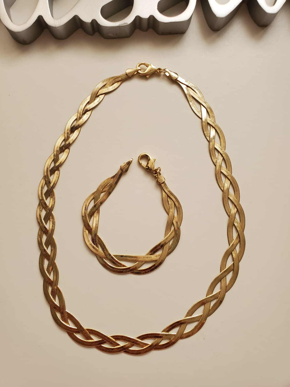 Trio Braid Necklace and Bracelet