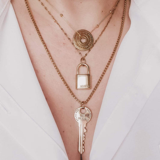 Gold Filled Chain, Brave Key Chain, Brave Key Necklace, Inspirational Chain, Inspirational Gift, Christmas gifts for mom, Christmas Gift for wife, Christmas Gift for daughter, Motivational, Gift, Motivational Necklace