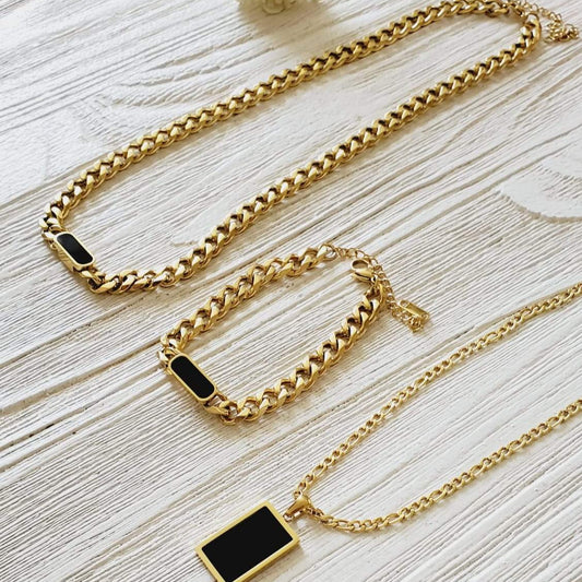 Mariner Link Chain, Heavy Chain Necklace, Thick Gold Chain, Chunky Gold Choker, Puffy Mariner Chain, Gold Mariner Chain, Gold Anchor Link, Puff Link Chain, Mariner Necklace, Puffy Link Necklace, Gold Puff Chain, Thick Puff Necklace, Black Gold Plated Set, Black Gold Jewelry, Christmas Gift for her, Christmas Gift for Wife
