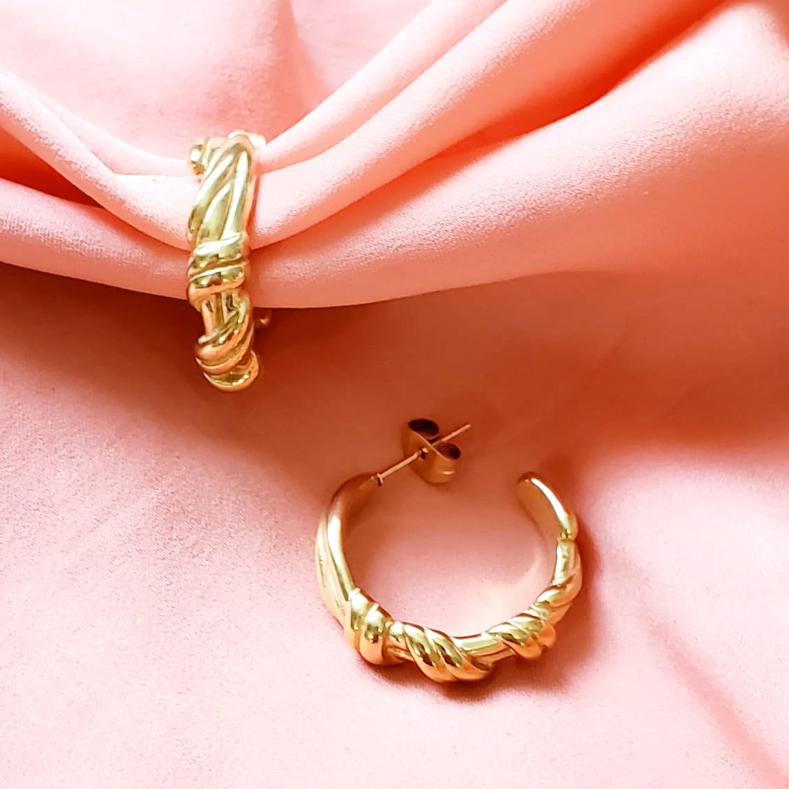 dainty hoops, dainty earrings, circular earrings, 18k gold earrings, bold earrings, vintage earrings, thick gold hoop, gold hoop earrings, chunky gold hoop, hypoallergenic hoops, gold hoop earring, chunky hoops, small hoop earring, Hello luxy jewelry, hoop earrings, croissant earrings, croissant hoops, gold filled hoops, bold earrings