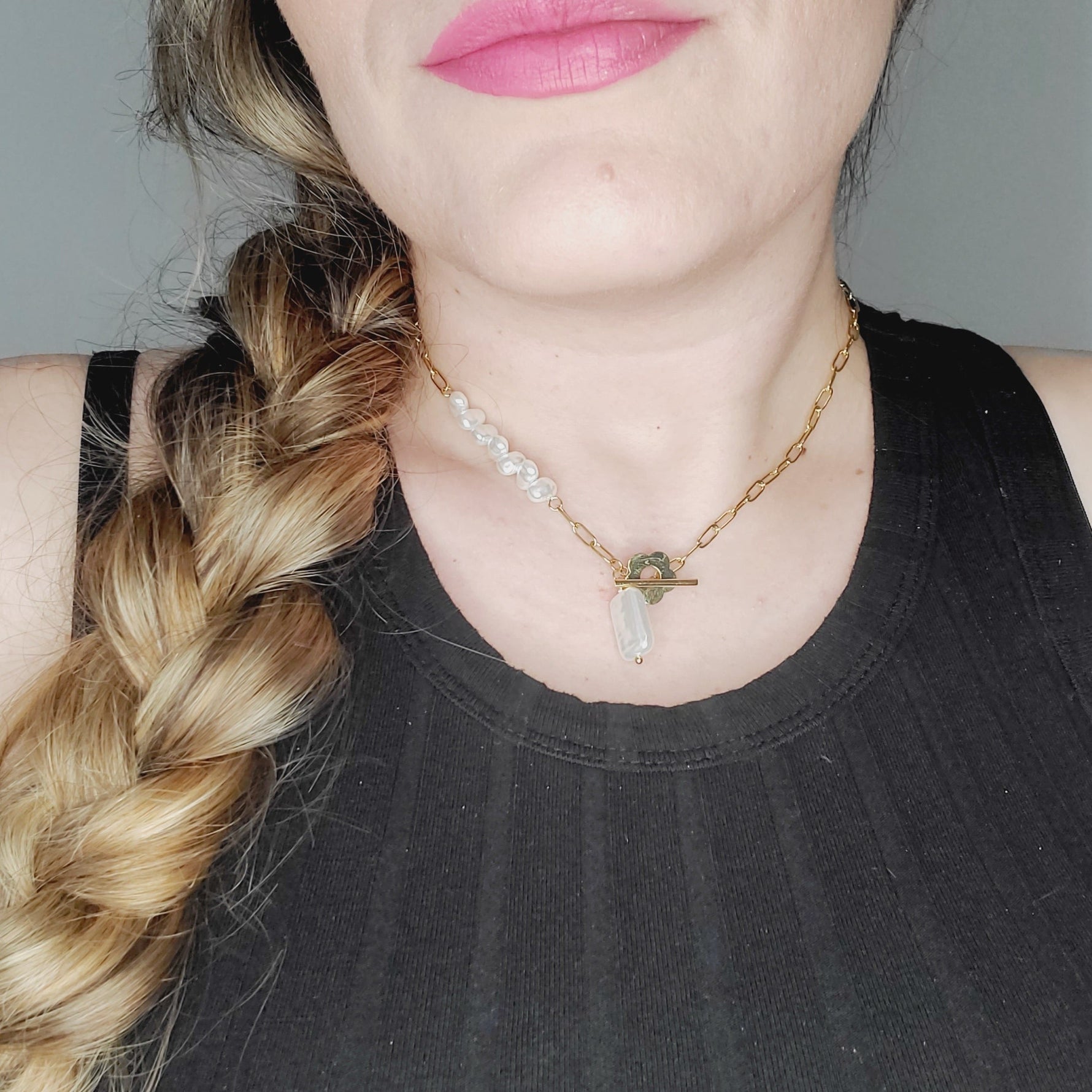 Baroque Pearls necklace, pearl necklace, lock necklace, pearls and lock necklace,  Vintage Style  Vintage Set  Vintage Outfit  Vintage Necklaces  Vintage Necklace