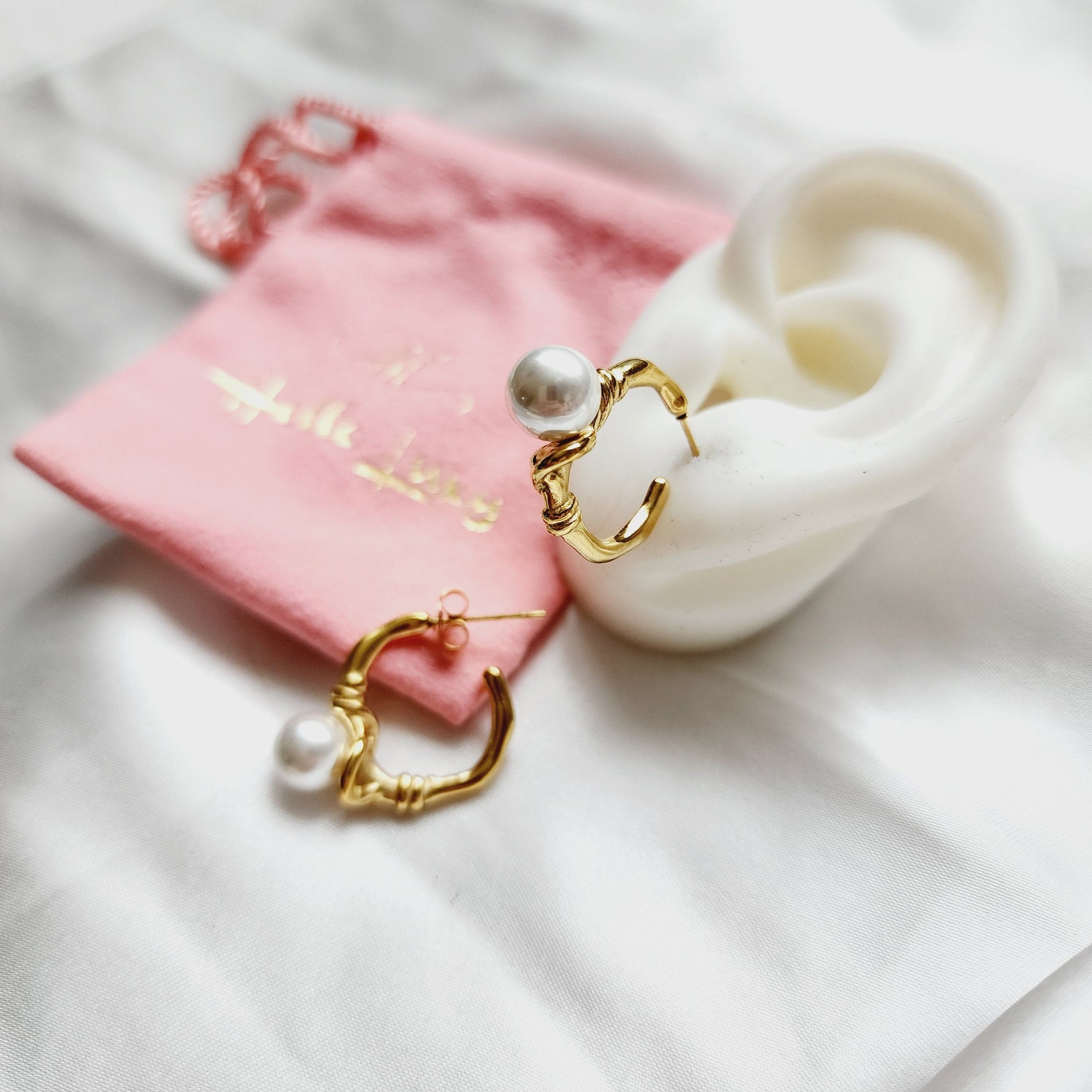 pearl earrings for women, pearl earrings and ring, gold pearl earrings, gold pearl earrings for bride, gold pearl ring, golden pearl rings for women, Abstract golden pearl earrings, Ear bone clip, gold ear bone clip, gold ear hole earrings, Water resistant gold hoops, tarnish free gold open hoops, Lightweight Chunky Open Hoops