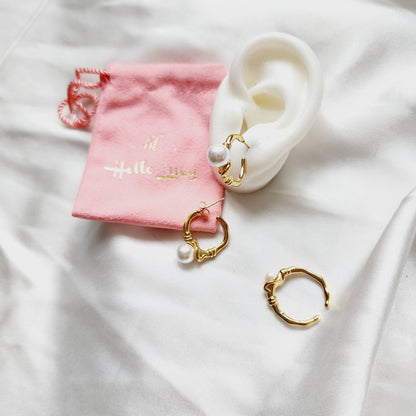 pearl earrings for women, pearl earrings and ring, gold pearl earrings, gold pearl earrings for bride, gold pearl ring, golden pearl rings for women, Abstract golden pearl earrings, Ear bone clip, gold ear bone clip, gold ear hole earrings, Water resistant gold hoops, tarnish free gold open hoops, Lightweight Chunky Open Hoops