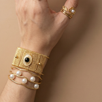 Edgy sun black and gold Bangles, Interlocked black and gold Bangle, Mesh bold Bracelet with black stone, Textured bangles, classy two tone bangles, 18k waterproof bangles, 18k gold waterproof bangles, long lasting bracelets, long lasting vintage jewelry, christmas gift for her, timeless bracelets, timeless waterproof jewelry, ellie vail jewelry dupe, missoma jewelry dupe