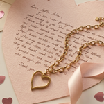 Golden Heart chunky chain, Gold Heart Chunky Necklace, Valentines Gift, Heart Necklace, Love Necklace, Golden love necklace, Gold Heart Necklace, Manifesting love necklace, two tone love manifiesto necklace, Love attraction necklace, gift for girlfriend, gift for wife, self love two tone necklace, self love jewelry, self love necklace