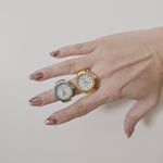 golden nacar watch ring, silver nacar Watch ring, gold ring nacar watch, Bold gift for woman, Bold gift for woman Chunky ring, Double tone bold ring, bold ring, bold double tone ring, valentine gift, jewelry gift for valentines, love ring, love jewelry, gift for wife, gift for friend, friendship gifts, self love ring, amor propio anillo, anillo de corazon, waterproof ring, waterproof jewelry, timeless jewelry, timeless ring, gift for girlfriend, soulmate ring, elegant ring, classy ring, dainty ring, everyda