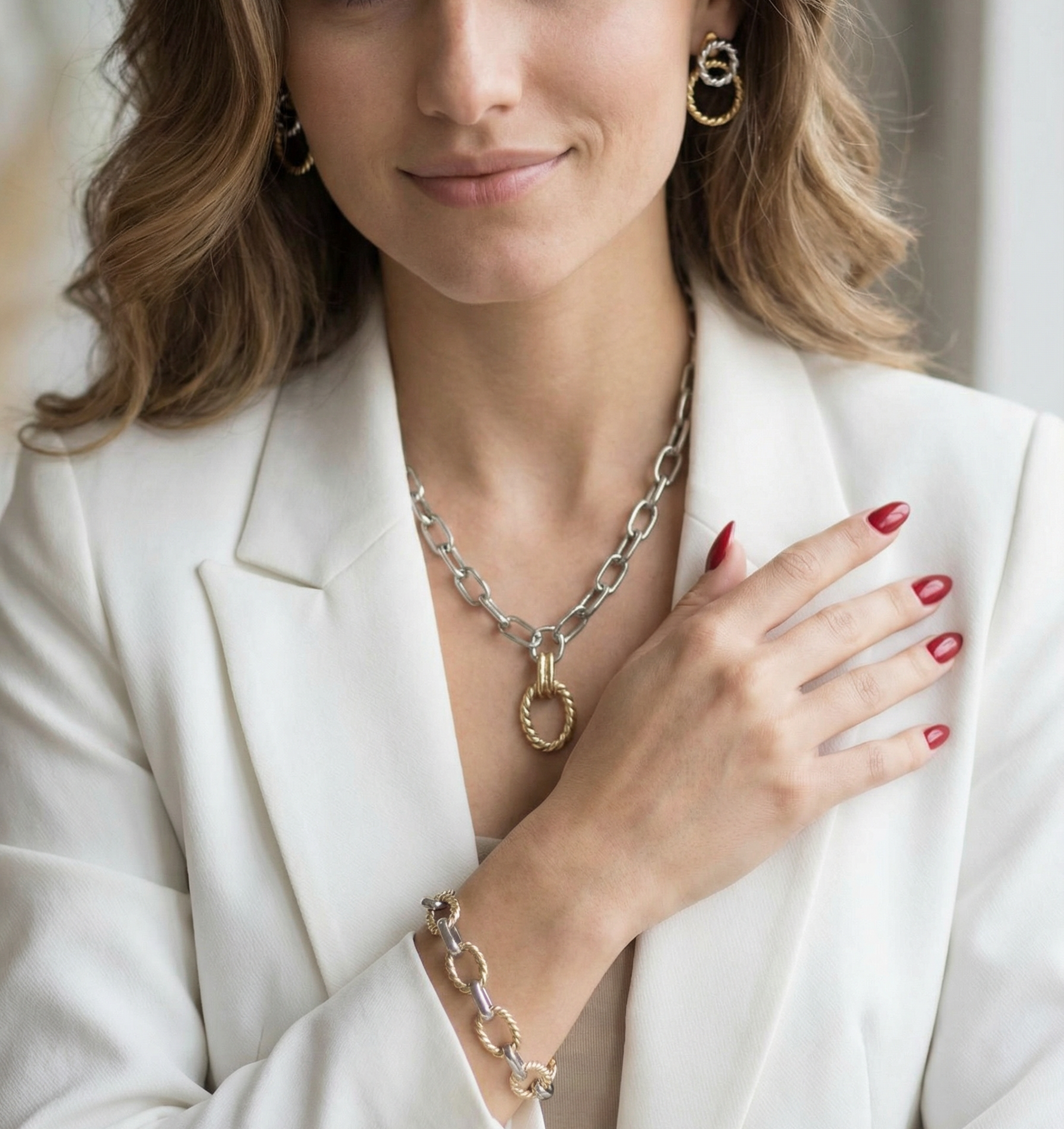 Safety Pin Geometric two tone necklace and bracelet, bold two tone circular necklace and bracelet, chunky two tone necklace and bracelet, infinity necklace and bracelet,  Silver Geometric necklace and bracelets, Gold Geometric necklace and earrings

Water Resistant Necklace

Water Resistant Jewelry

Water Resistant

water resistance jewelry



Vintage Style