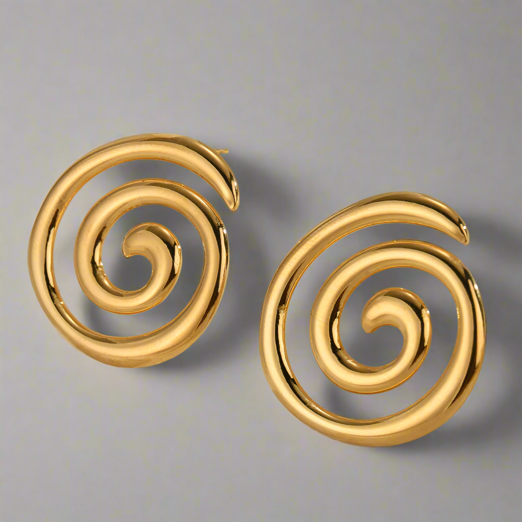 Geometrical Studs, Spiral Gold earrings, Spiral Bold Earrings, Bold golden studs, chunky golden studs, self love jewelry, self love earrings, hearts silver earrings, hearts silver medium earrings, Silver classy earrings, hearts earrings, self love earrings, silver chunky hearts earrings, two tones chunky earrings, hypoallergenic earrings, two tone everyday hoops, 18k gold plated earrings, Waterproof earrings, Silver and gold earrings, Durable earrings, Elegant earrings, Timeless design, aesthetic earrings, 