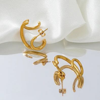 Hoops and Earcuff Earrings, small delicate hoops, Water resistant gold hoops, tarnish free gold open hoops, Lightweight Chunky Open Hoops, 14k lightweight chunky hoops, 14k gold hoops, 14k Double tone hoops, 18k Gold Filled lightweight hoops, 18k Gold Filled hoops, classy gold hoops, bold gold hoops, chunky double tone hoops, chunky medium gold hoops, chunky medium double tone hoops, 