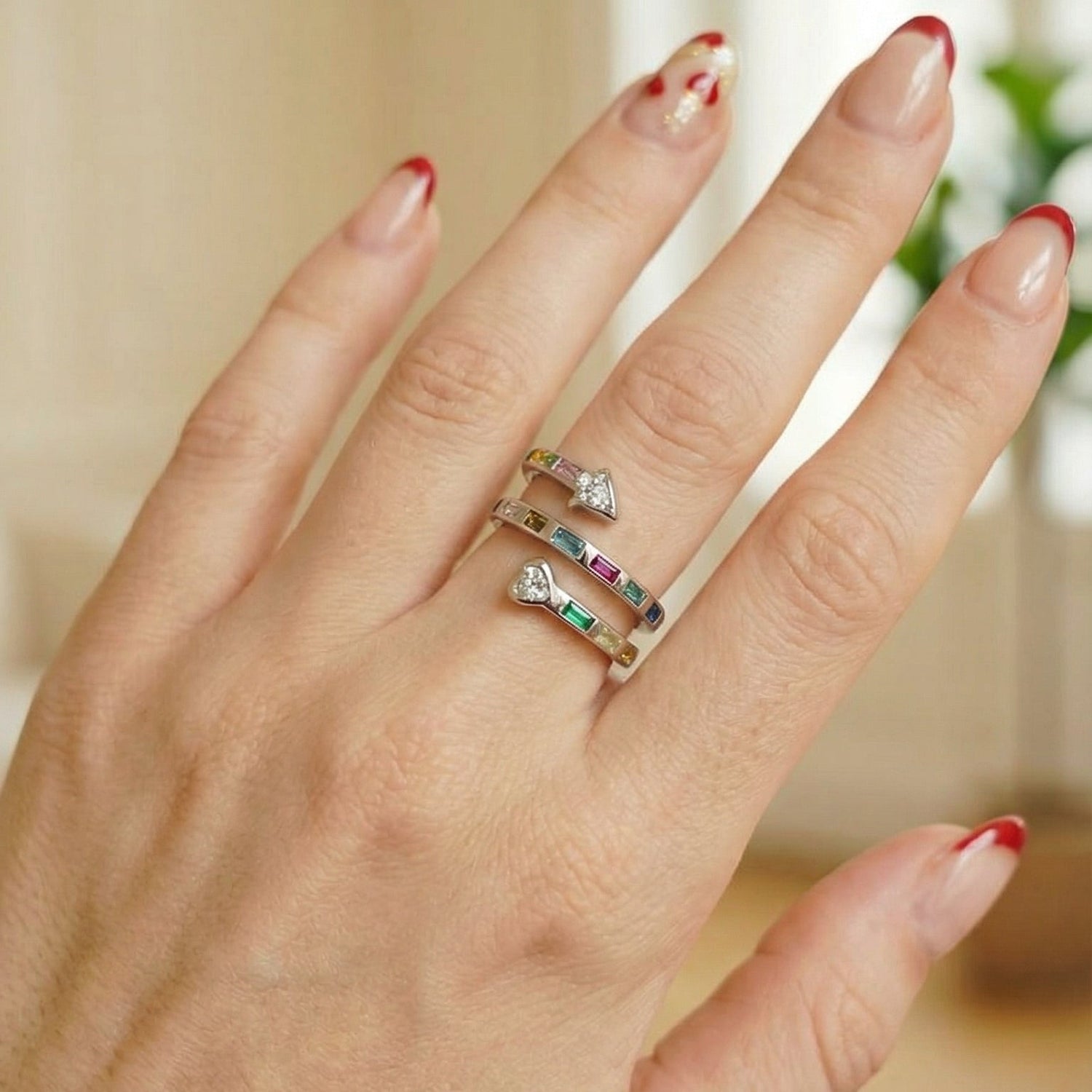 Colorful Crystal Spiral golden ring, Colorful Crystal Spiral Silver ring, Gold Crystals ring, Silver Crystals ring, valentines gift, Self Love ring, Gold love ring, heart ring, chunky heart ring, promise ring, bold heart ring, valentine gift, jewelry gift for valentines, love ring, love jewelry, gift for wife, gift for friend, friendship gifts, self love ring, amor propio anillo, anillo de corazon, waterproof ring, waterproof jewelry, timeless jewelry, timeless ring, gift for girlfriend, soulmate ring, eleg