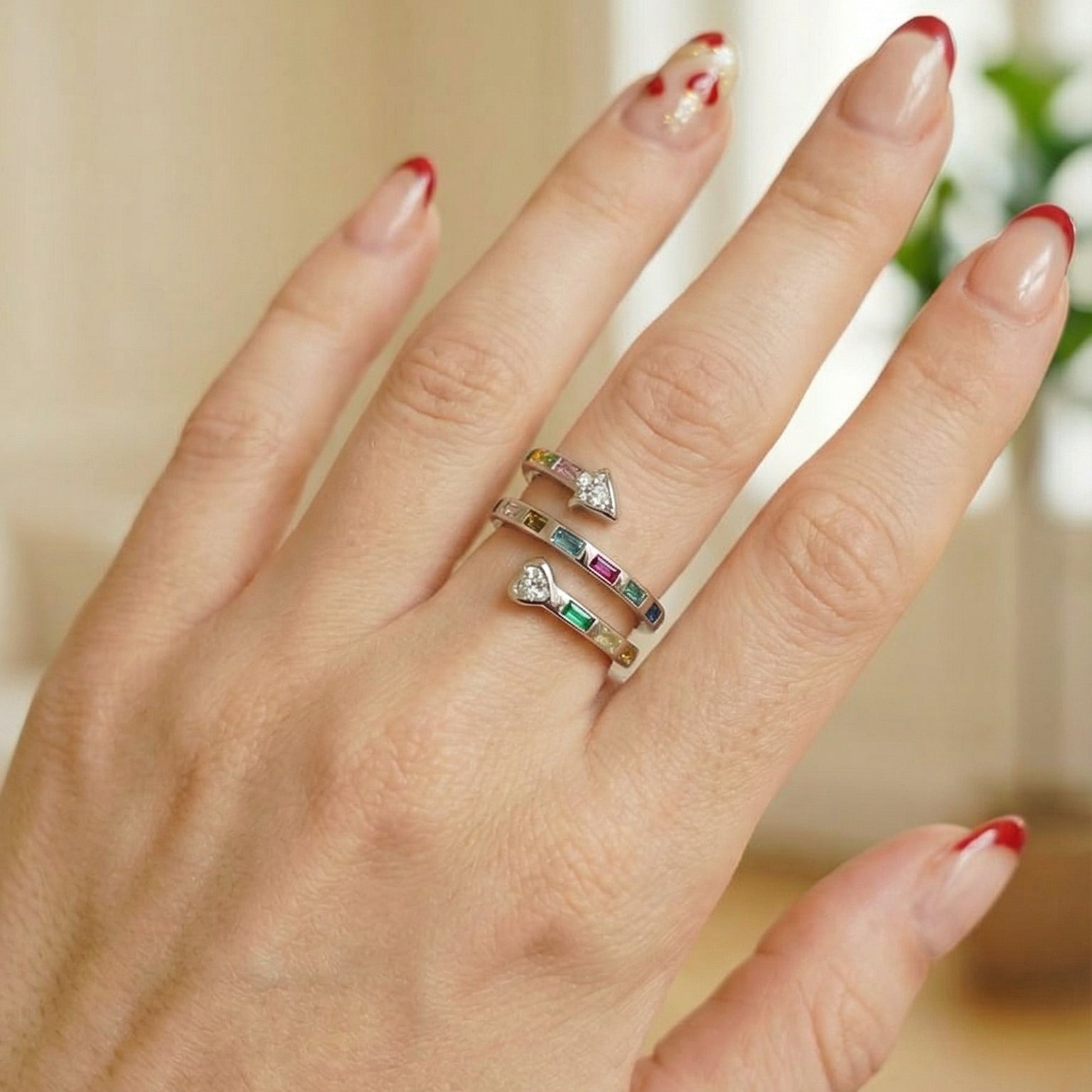 Colorful Crystal Spiral golden ring, Colorful Crystal Spiral Silver ring, Gold Crystals ring, Silver Crystals ring, valentines gift, Self Love ring, Gold love ring, heart ring, chunky heart ring, promise ring, bold heart ring, valentine gift, jewelry gift for valentines, love ring, love jewelry, gift for wife, gift for friend, friendship gifts, self love ring, amor propio anillo, anillo de corazon, waterproof ring, waterproof jewelry, timeless jewelry, timeless ring, gift for girlfriend, soulmate ring, eleg