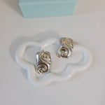 Swirl Bold two tone earrings, Swirl design earrings, bold abstract two tone Earrings, Simple Ear hole free, Ear bone clip, gold ear bone clip, gold ear hole earrings, Water resistant gold hoops, tarnish free gold open hoops, Lightweight Chunky Open Hoops, 14k lightweight chunky hoops, 14k gold hoops, 14k Double tone hoops, 18k Gold Filled lightweight hoops, 18k Gold Filled hoops, classy gold hoops, bold gold hoops, chunky double tone hoops, chunky medium gold hoops, chunky medium double tone hoops