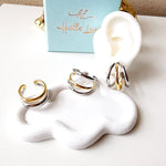 Two tone hoops, two tone earrings, two tone everyday earrings, gold and silver hoops, gold and silver earrings, Water resistant gold hoops, tarnish free gold open hoops, Lightweight Chunky Open Hoops, 14k lightweight chunky hoops, 14k gold hoops, 14k Double tone hoops, 18k Gold Filled lightweight hoops, 18k Gold Filled hoops, classy gold hoops, bold gold hoops, chunky double tone hoops, chunky medium gold hoops, chunky medium double tone hoops, 