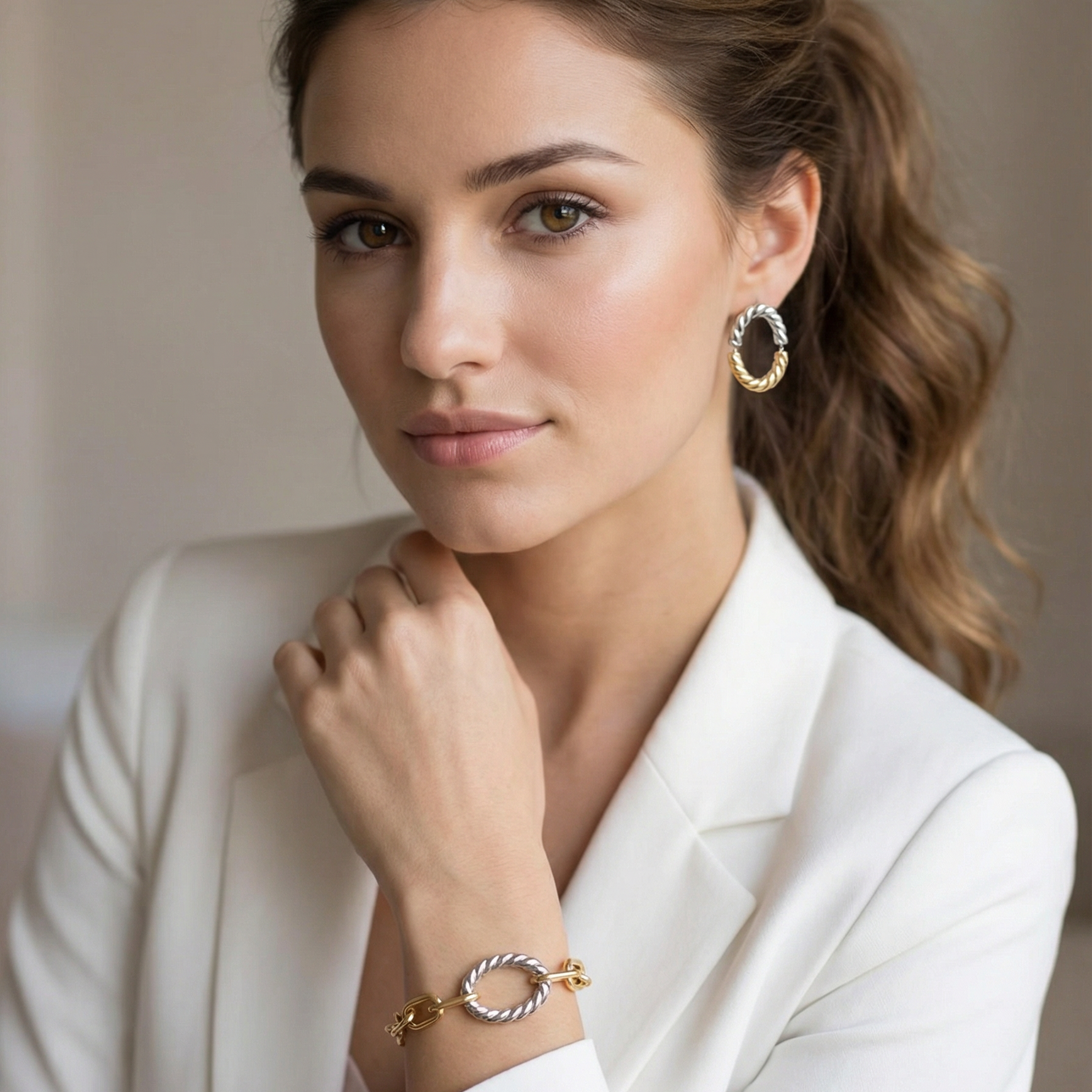 vintage two tone Geometric two tone earrings and bracelet, bold two tone circular necklace and bracelet, chunky two tone necklace and bracelet, infinity necklace and bracelet,  Silver Geometric necklace and bracelets, Gold Geometric necklace and earrings

Water Resistant Necklace

Water Resistant Jewelry

Water Resistant