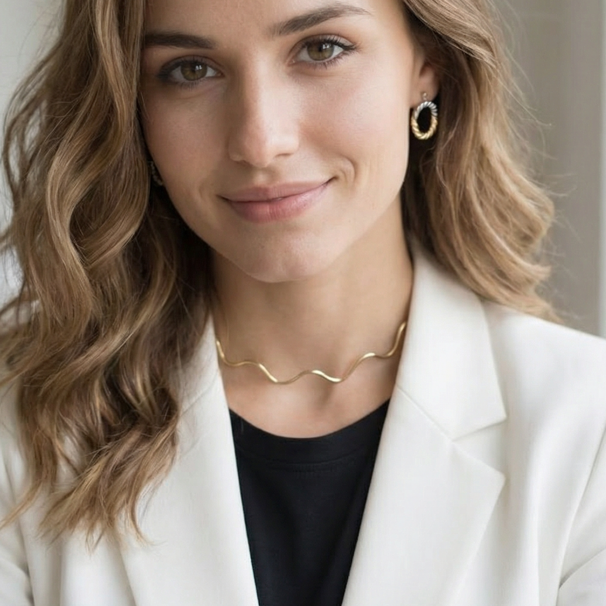 wave golden choker, 18K chunky drop stainless steel necklace, minimalist gold Necklace, drop necklace, gold drop necklace, bottega dupe necklace, bottega veneta necklace, bottega veneta drop necklace, Gift for woman, best valentines gift ideas, everyday necklace, stackable necklace, waterproof minimalist necklace, tear drop gold necklace