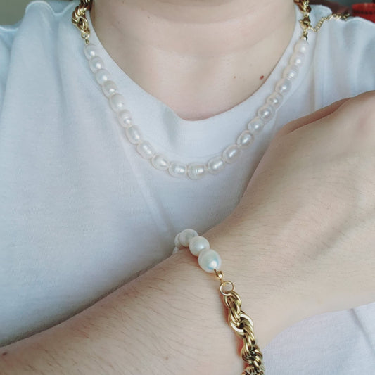 Pearl Necklace, baroque pearl necklace, herringbone necklace, Water Resistant Necklace,  Water Resistant Jewelry, Water Resistant jewelry, versatile necklace, Pearl jewelry set, real pearl necklace, pearl necklace meaning, freshwater pearl necklace, pearl necklace set,  pearls necklace amazon, fresh water pearls necklace, real pearls necklace, 18k gold plated bold jewelry set, baroque pearls necklace, pearls gold necklace, pearls baroque necklace, 