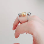 Spiral Ball Ring, Spiral Ball double tone ring, double tone ring, chunky silver and gold ring, promise ring, bold double tone ring, valentine gift, jewelry gift for valentines, love ring, love jewelry, gift for wife, gift for friend, friendship gifts, self love ring, amor propio anillo, anillo de corazon, waterproof ring, waterproof jewelry, timeless jewelry, timeless ring, gift for girlfriend, soulmate ring, elegant ring, classy ring, dainty ring, everyday ring, must have ring, must have jewelry