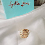 Leaves Bold ring, Water Resistant classy rings, Water Resistant simple rings, sweat resistant jewelry, water resistant minimalist jewelry, minimalist rings, waterproof rings, stainless steel rings, 18k gold plated classy rings, 18k gold filled rings, 18k gold filled classy rings, gold vintage rings, tarnish free rings, stackable rings, gold stackable rings, dainty abstract rings, dainty chunky rings, Unique Stylish Ring, Statement large ring, Big Irregular Ring, Irregular Statement Ring