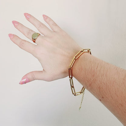 Vintage Look Water resistance Bracelet Vintage Jewelry Cuban Bracelet Vintage Bracelet Paper Link Bracelet Minimalist Jewelry Minimalist Gift for her Minimalist Gift, paperclip bracelet, 18k gold plated bracelet, waterproof bracelet, water resistant bracelet, classy bracelet, everyday bracelet