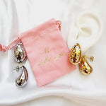 Bold Tear Drop earrings, silver earrings, hypoallergenic earrings, teardrop maxi studs, 18k gold plated earrings, Waterproof earrings, Silver and gold earrings, Durable earrings, Elegant earrings, Timeless design, aesthetic earrings, timeless earrings, Stylish jewelry, stylish earrings, Versatile jewelry, Bold Earrings, chunky earrings, Bottega Tear drop earrings, Bottega Veneta Earrings, Hailey Biber Earrings, Bottega Drop Earrings, Bottega Bold Earrings