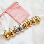 Bold Tear Drop earrings, silver earrings, hypoallergenic earrings, teardrop maxi studs, 18k gold plated earrings, Waterproof earrings, Silver and gold earrings, Durable earrings, Elegant earrings, Timeless design, aesthetic earrings, timeless earrings, Stylish jewelry, stylish earrings, Versatile jewelry, Bold Earrings, chunky earrings, Bottega Tear drop earrings, Bottega Veneta Earrings, Hailey Biber Earrings, Bottega Drop Earrings, Bottega Bold Earrings