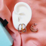 two tone hoops, two tone small earrings, two tone classy earrings, hypoallergenic earrings, two tone everyday hoops, 18k gold plated earrings, Waterproof earrings, Silver and gold earrings, Durable earrings, Elegant earrings, Timeless design, aesthetic earrings, timeless earrings, Stylish jewelry, stylish earrings, Versatile jewelry, Bold Earrings, chunky earrings, Bottega Tear drop earrings, Bottega Veneta Earrings