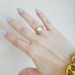 Emerald ring, Star ring, Adjustable bold ring, Adjustable Gold ring, Delicate and simple ring, chunky star ring, green gold ring, waterproof ring, hypoallergenic ring, untarnish ring, anti tarnish ring, anillo de estrellas, Water Resistant Jewelry, white Stone ring, white leaves adjustable ring