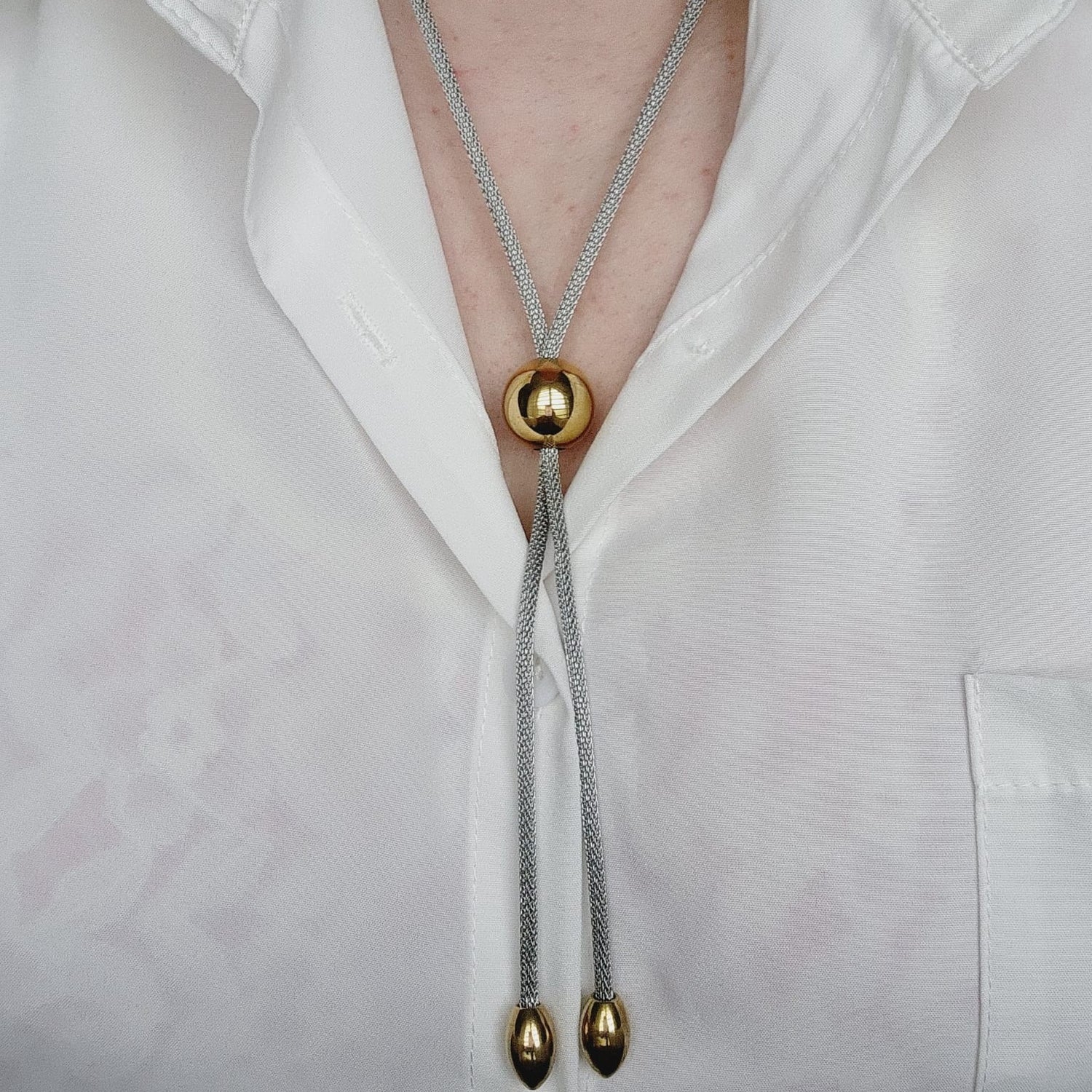 Adjustable Double tone mesh chain, two tone lariat, Edgy Double tone Necklace, Two Tone Waterproof Necklace, Two Tone Cuban Necklace, Two tone cuban chain, Lock Silver Chain, Lock Pendant and Necklace, Dior Dupe Necklace, Water Resistant Necklace, Water Resistant Jewelry, Vintage two tone Necklace, Double tone Vintage Necklace, Water Resistant, water resistance jewelry, Bold Jewelry Gift, Bold Jewelry, Vintage Bold Necklace