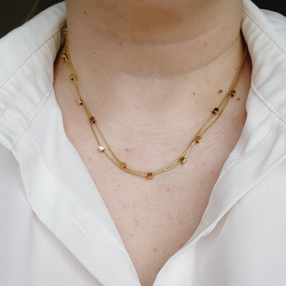 square necklace, simple classy necklace, gift for her, gift for friend, Wife Necklace cadenas de Enchape en oro, joyeria de enchape en oro, minimalist necklace, minimalist multilayer