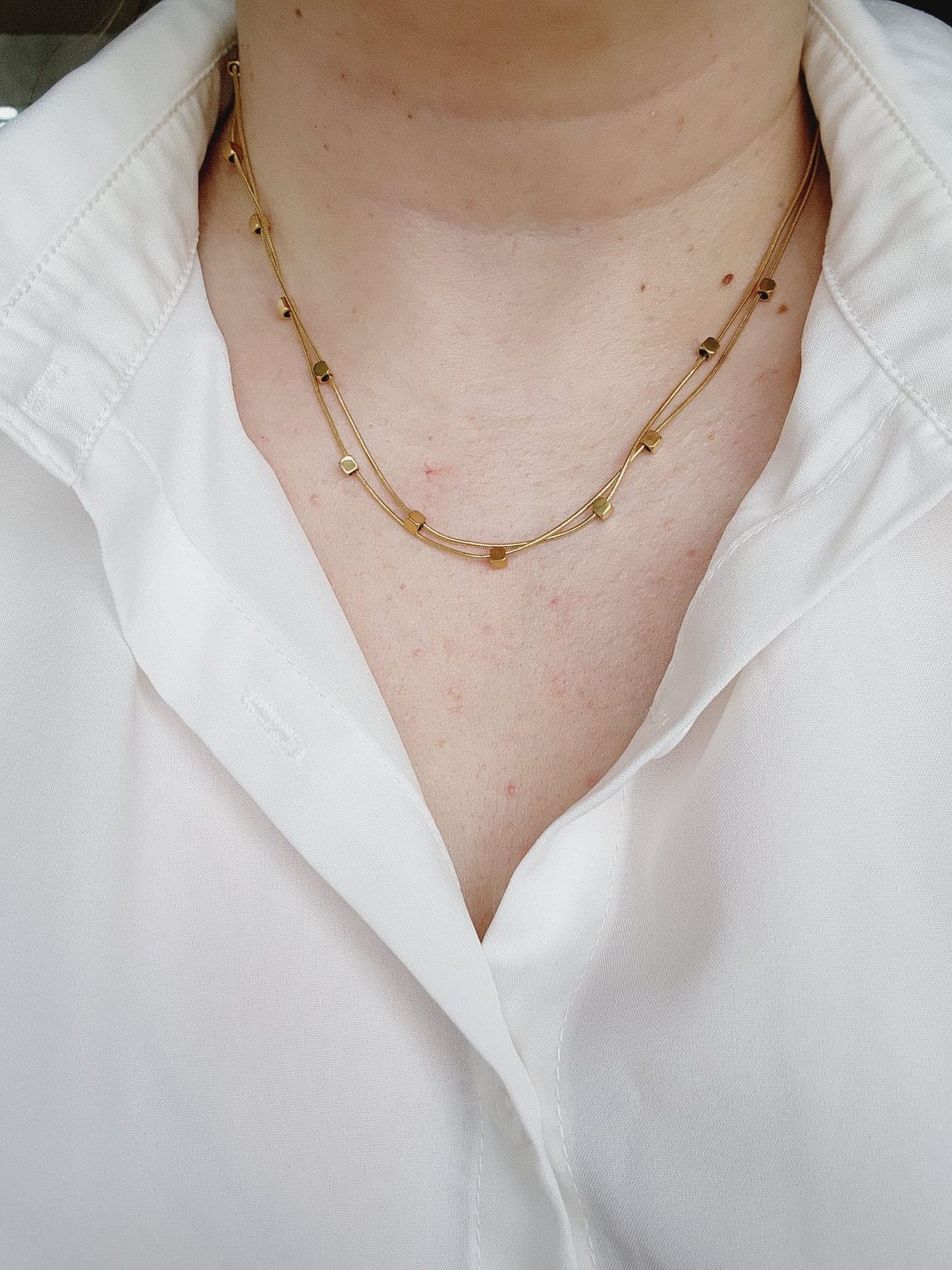 square necklace, simple classy necklace, gift for her, gift for friend, Wife Necklace cadenas de Enchape en oro, joyeria de enchape en oro, minimalist necklace, minimalist multilayer