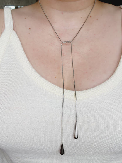 Adjustable Lariat necklace, Adjustable chain, Silver and Gold lariat, Adjustable Double tone mesh chain, two tone lariat, Edgy Double tone Necklace, Two Tone Waterproof Necklace, Two Tone Cuban Necklace, Two tone cuban chain, Lock Silver Chain, Lock Pendant and Necklace