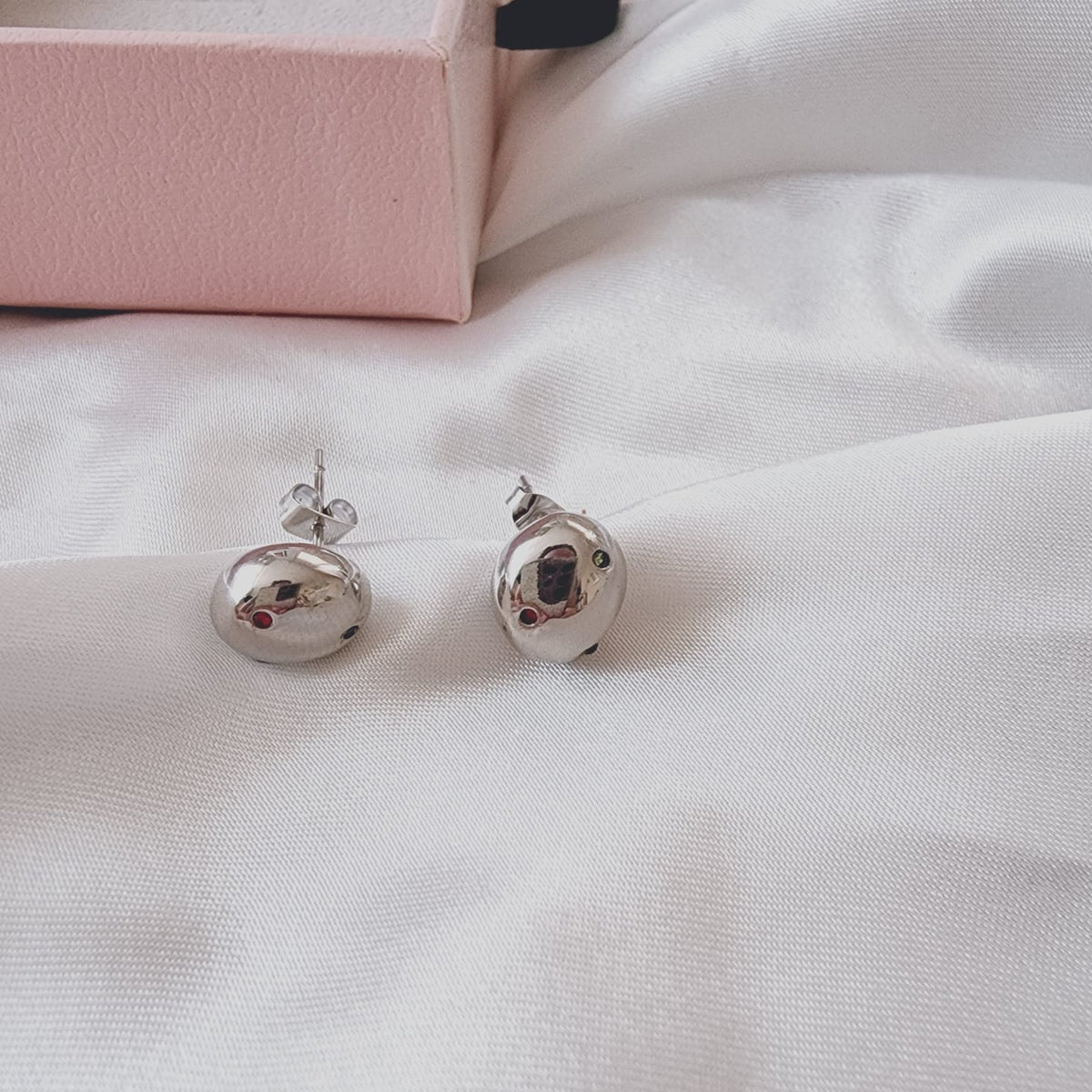 Elegant color cubic zircon statement stainless steel studs earrings, circular gold earrings, circular silver earrings, Bold Circular Studs, Bold ball studs, silver studs, hypoallergenic earrings, 18k gold plated earrings, Waterproof earrings, Silver and gold, Durable earrings, Elegant earrings, Timeless design, aesthetic earrings, timeless earrings, Stylish jewelry, stylish earrings, Versatile jewelry, Bold Earrings, Bold hoops, chunky hoops, chunky earrings,