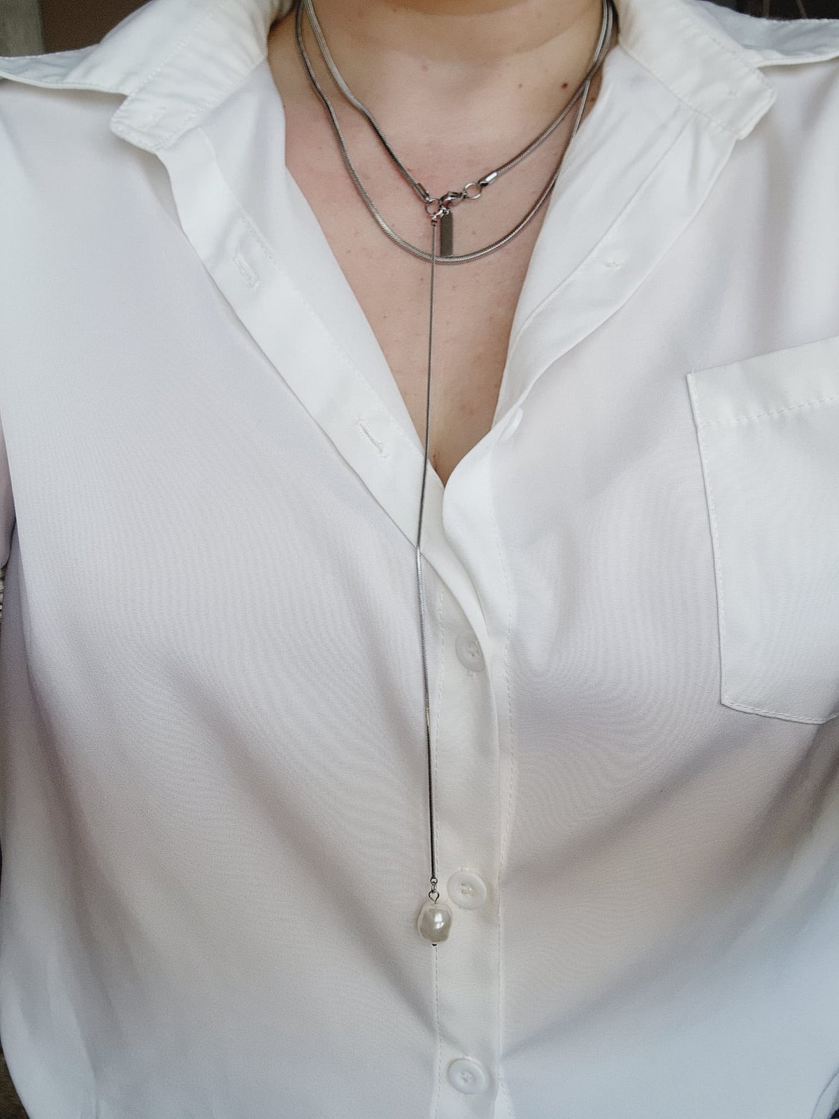 Adjustable Lariat necklace, Adjustable chain, Silver and Gold lariat, Adjustable Double tone mesh chain, two tone lariat, Edgy Double tone Necklace, Two Tone Waterproof Necklace, Two Tone Cuban Necklace, Two tone cuban chain, Lock Silver Chain, Lock Pendant and Necklace, Dior Dupe Necklace, Water Resistant Necklace