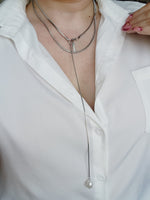 Adjustable Lariat necklace, Adjustable chain, Silver and Gold lariat, Adjustable Double tone mesh chain, two tone lariat, Edgy Double tone Necklace, Two Tone Waterproof Necklace, Two Tone Cuban Necklace, Two tone cuban chain, Lock Silver Chain, Lock Pendant and Necklace, Dior Dupe Necklace, Water Resistant Necklace