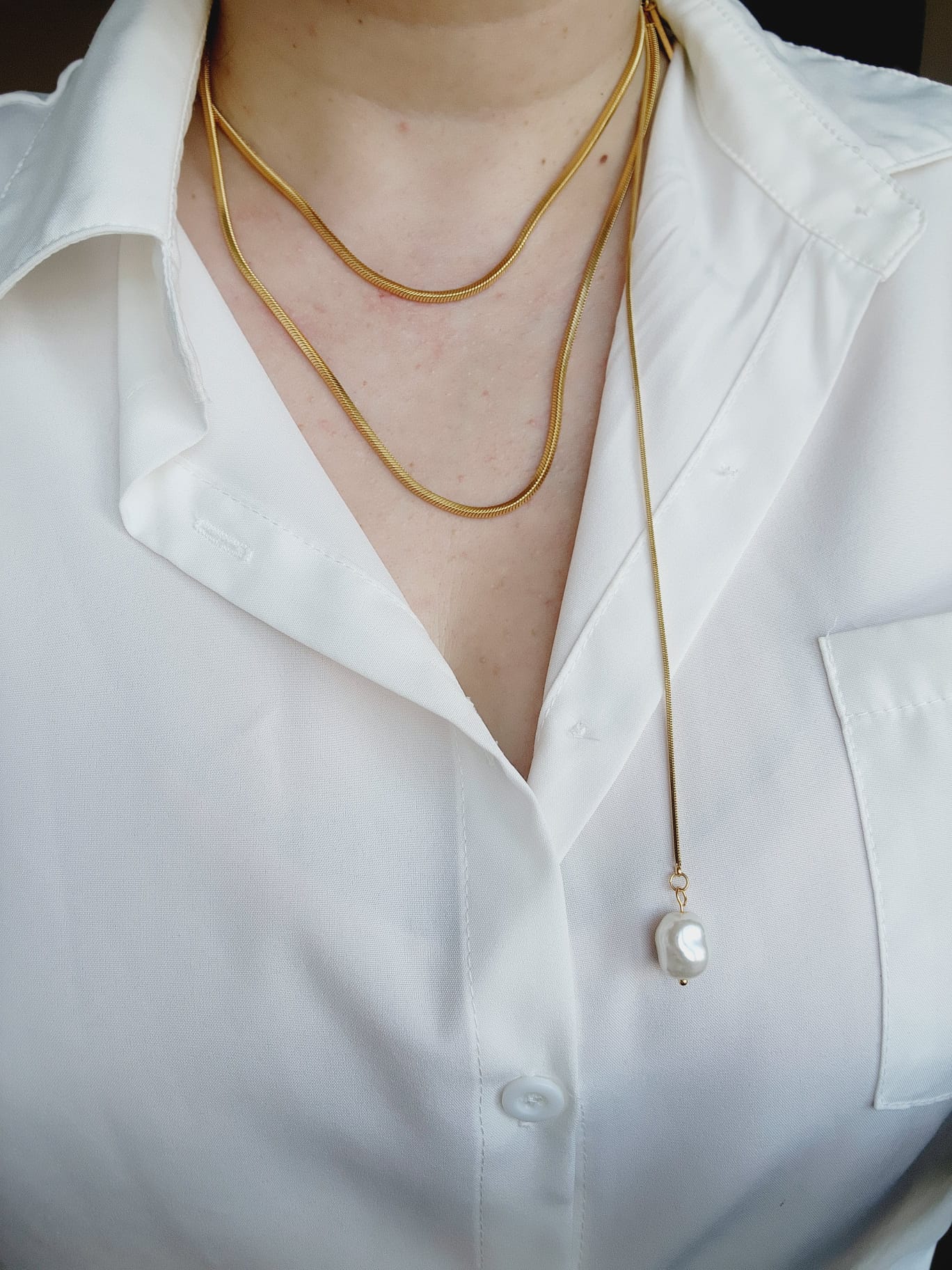 Adjustable Lariat necklace, Adjustable chain, Silver and Gold lariat, Adjustable Double tone mesh chain, two tone lariat, Edgy Double tone Necklace, Two Tone Waterproof Necklace, Two Tone Cuban Necklace, Two tone cuban chain, Lock Silver Chain, Lock Pendant and Necklace, Dior Dupe Necklace, Water Resistant Necklace